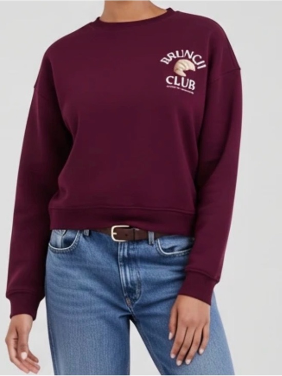 wild fable Tops - wild fable Burgundy 'Brunch Club' Pullover Sweatshirt